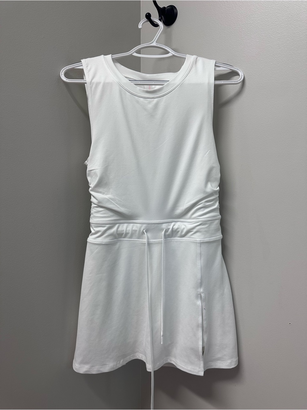 Free People White Sleeveless Drawstring Tennis Dress